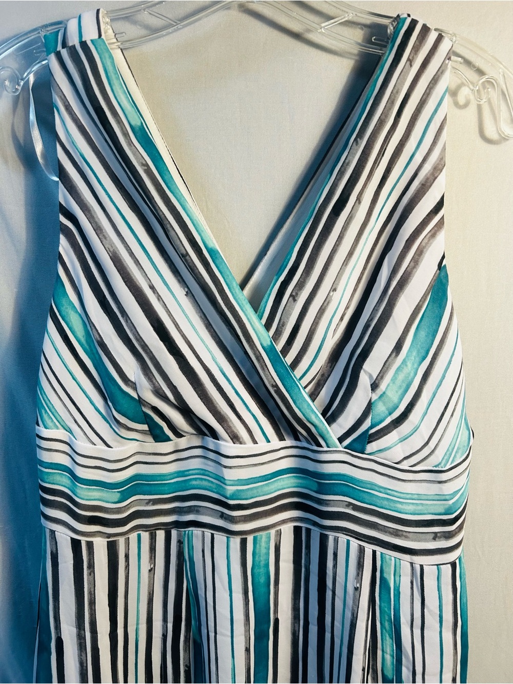 Worthington White, Black and Teal Striped Maxi Dress